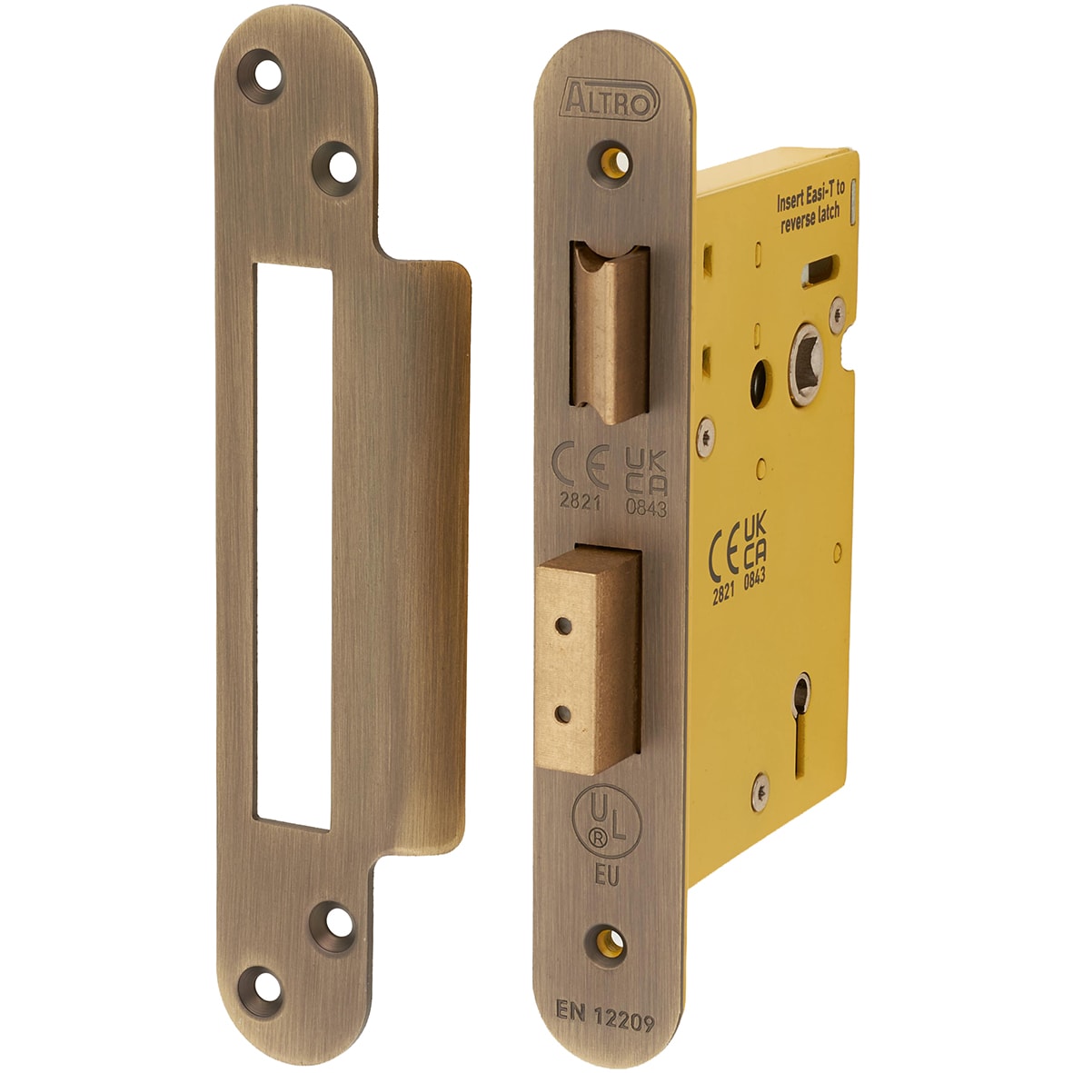 Architectural Bolt Through 5 Lever Sashlock - 78mm Case - 57mm Backset - Radius - Antique Brass