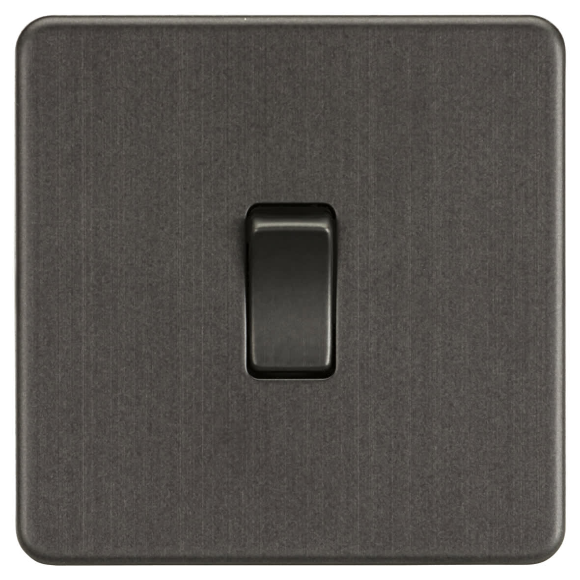10AX 1 Gang Screwless Flat Plate Double Pole Light Switch - Smoked Bronze