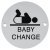 Baby Change Door Sign - 75mm Diameter - Satin Aluminium