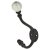 Single Hat & Coat Hook - 140 x 80mm - Antique Black Iron & Porcelain