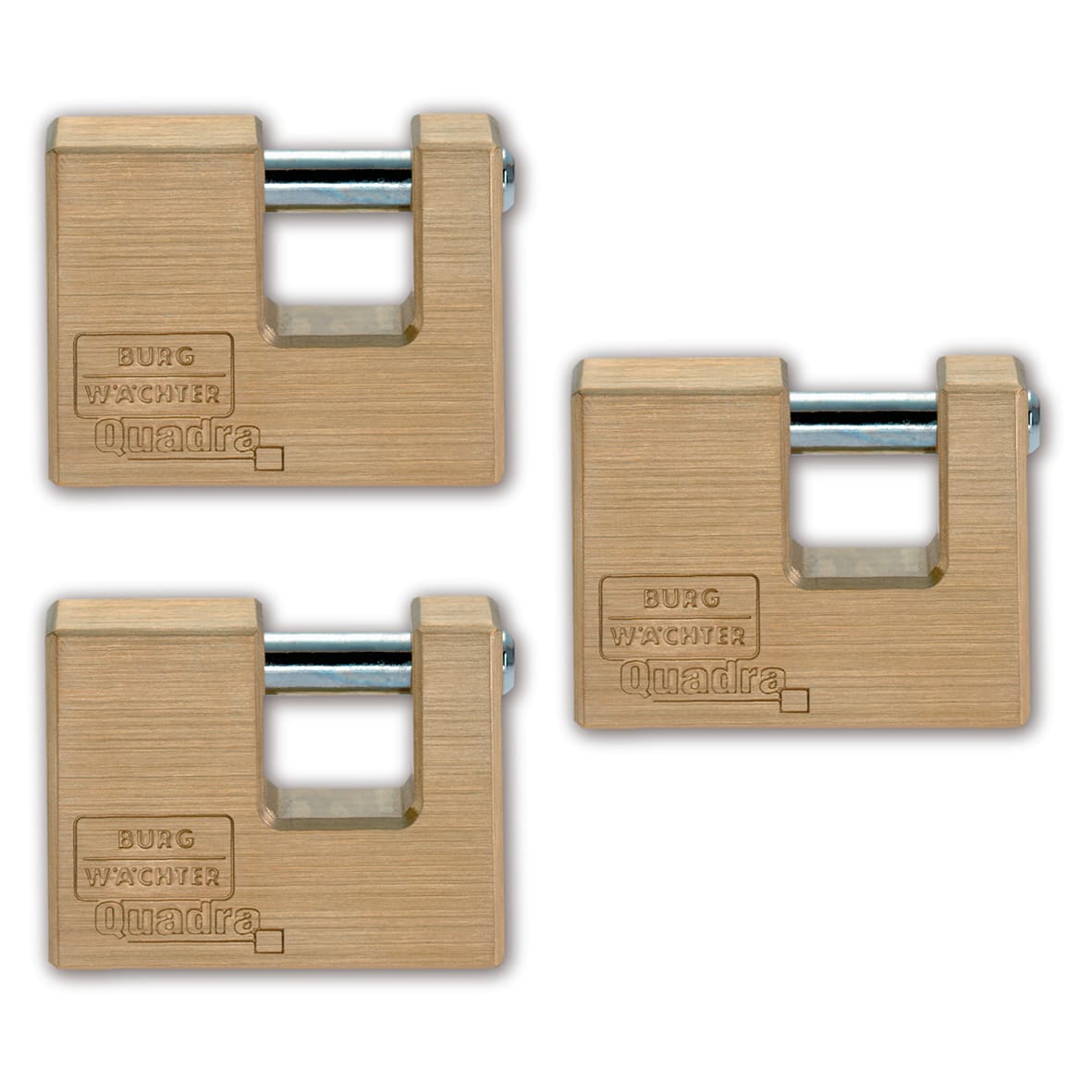 Quadra Shutter Lock - 90mm Body - 36 x 18mm Shackle - Keyed Alike - Pack of 3