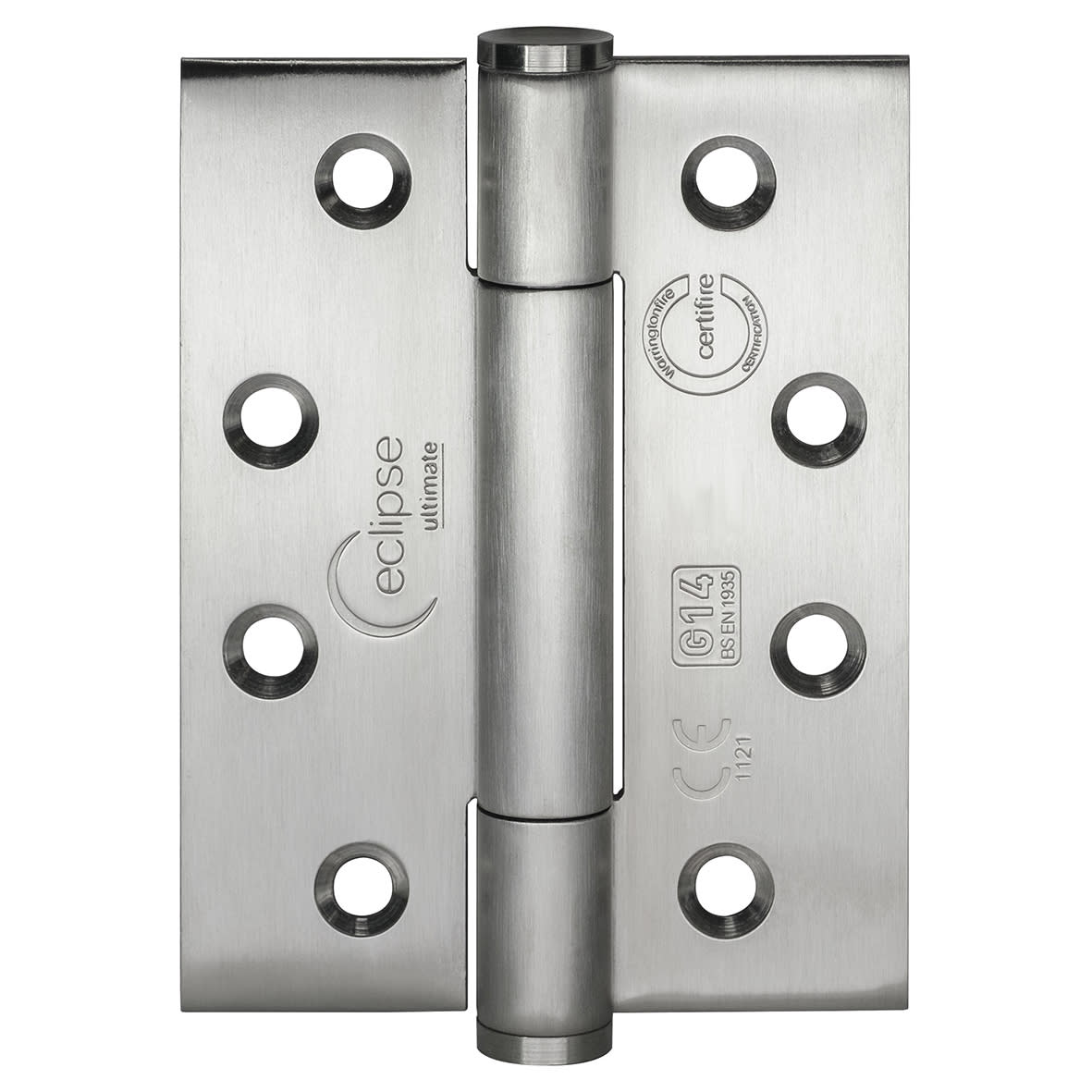 Concealed Bearing Grade 14 Butt Fire Door Hinge - 102 x 76 x 3mm - Satin Stainless - Pair