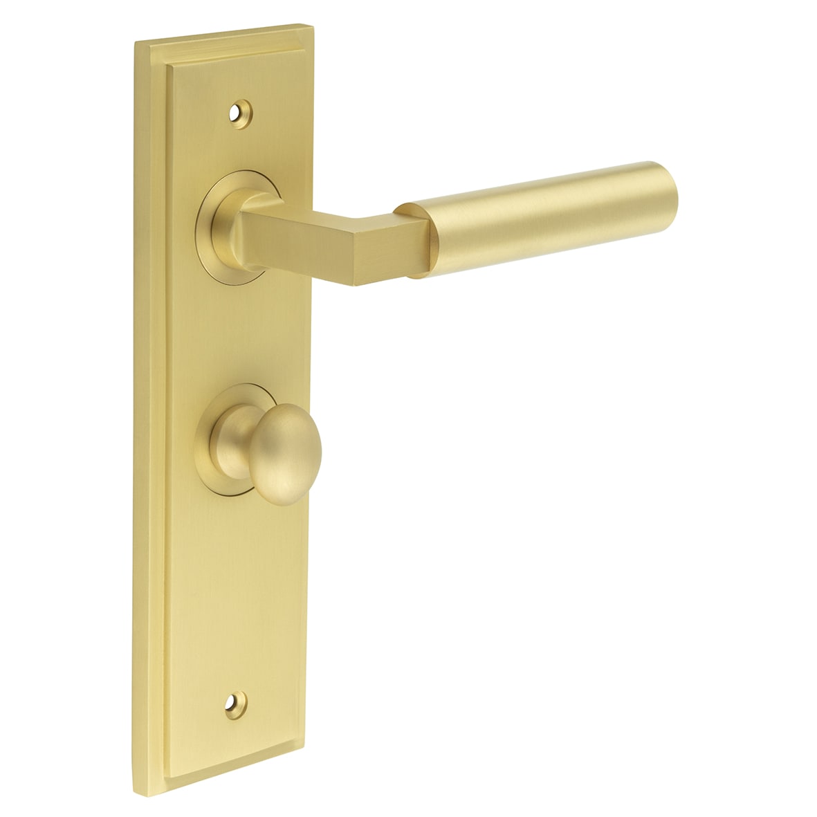 Satin Brass Fire Rated Bathroom Door Handles - Westminster - Inner 1 - 200 x 55mm