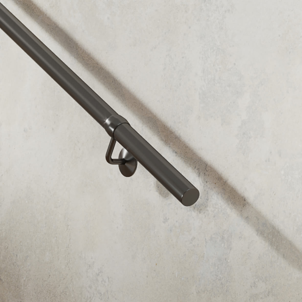 40mm Handrail Banister Staircase Rail Support Kit - 3600mm Length - Matt Black