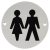 Unisex Toilet Door Sign - 75mm Diameter - Satin Aluminium