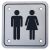 Unisex Square Toilet Door Sign - 95 x 95mm - Satin Stainless Steel
