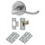 Satin Chrome Scroll Latch Door Handles on Rose Pack