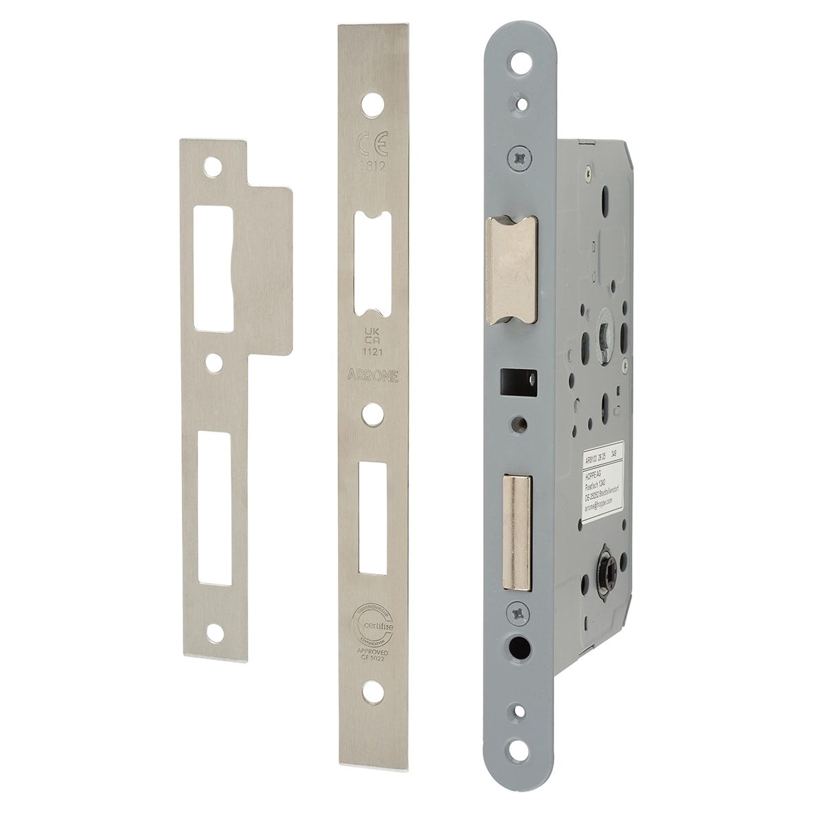 DIN Bathroom Lock - 88mm Case - 60mm Backset - Square - Satin Stainless Steel