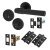 Matt Black Knurled Bathroom Deadbolt Lock Door Handles on Rose Pack - Orla Range