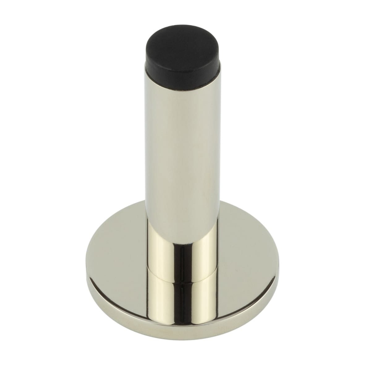 Plain Projection Door Stop on Plain Rose - 76mm Projection - Polished Nickel