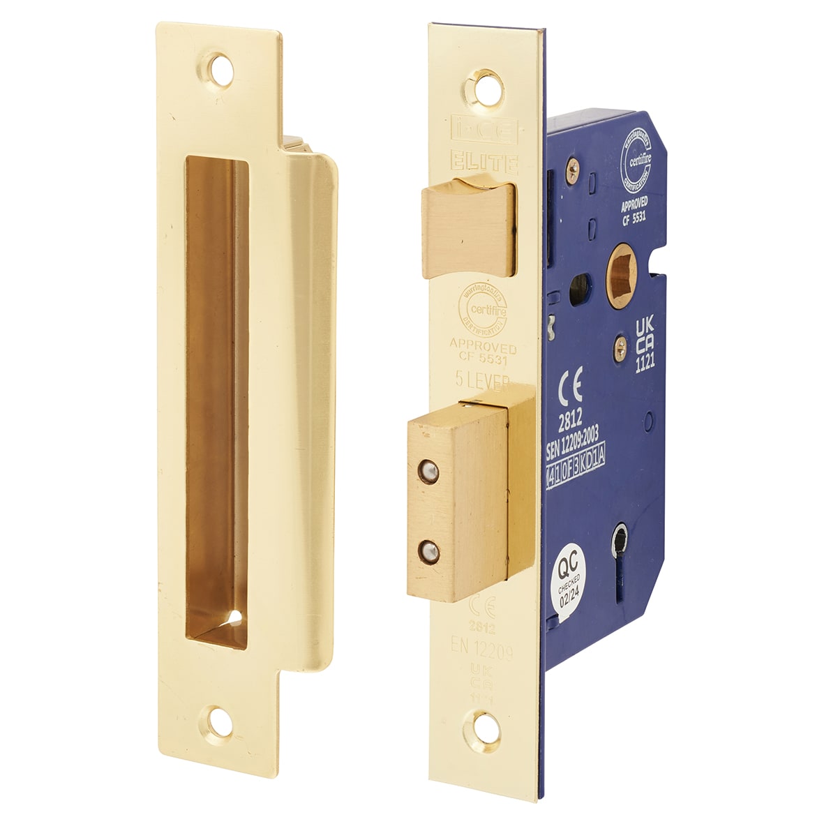 Bolt Through 5 Lever Sashlock - 65mm Case - 44mm Backset - Electro Brass