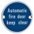 Automatic Fire Door Keep Clear Door Sign - 75mm Diameter - Satin Aluminium