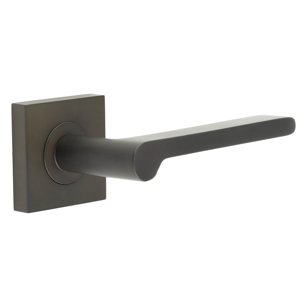 Dark Bronze Fire Rated Door Handles on Square Rose - Fitzrovia Range