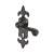 Metalized Antique Black Iron Scroll Keyhole Lock Door Handles - Fleur de Lys - 210 x 55mm