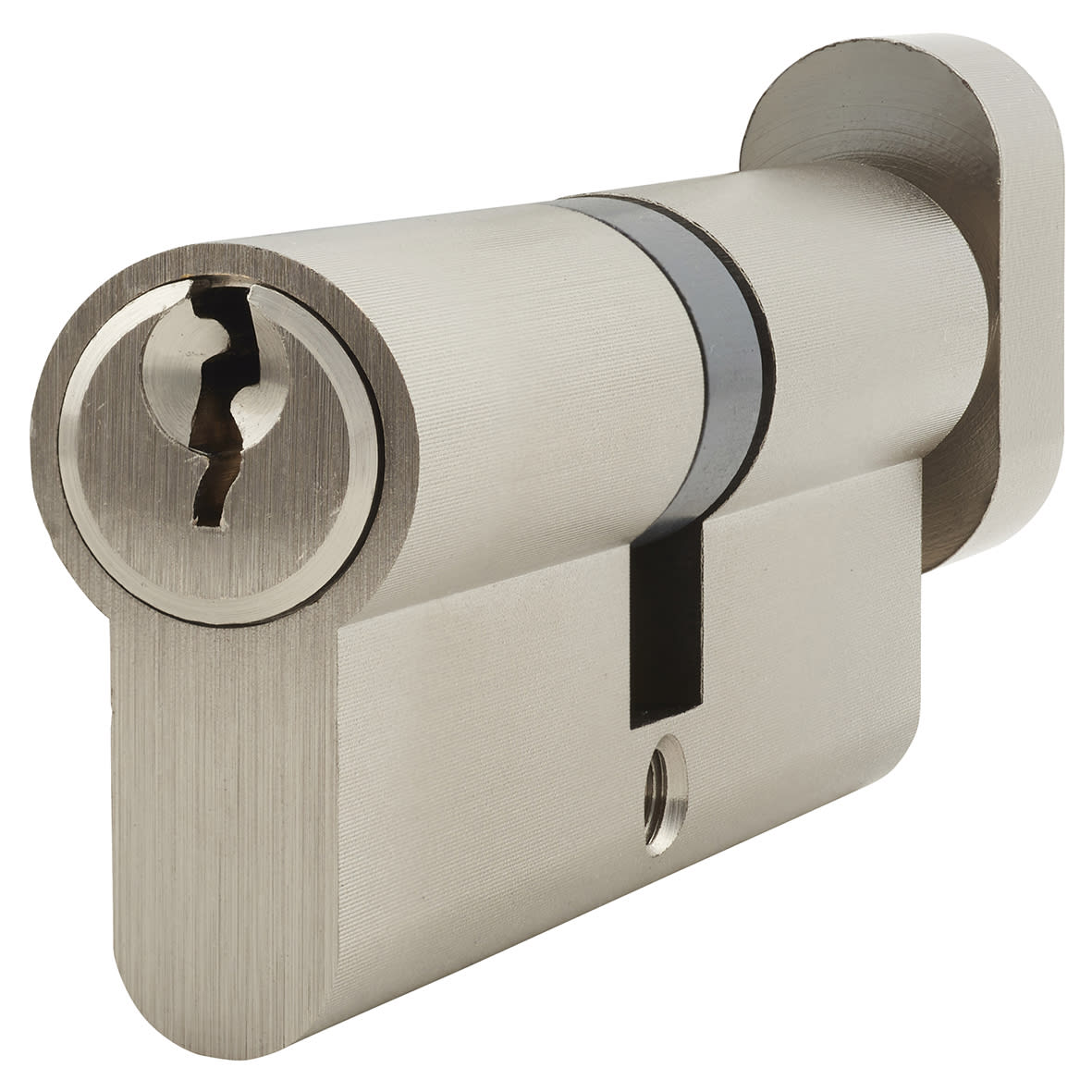 6 Pin 80mm Euro Thumbturn Cylinder - 40mm Turn + 40mm - Satin Nickel - Keyed To Differ