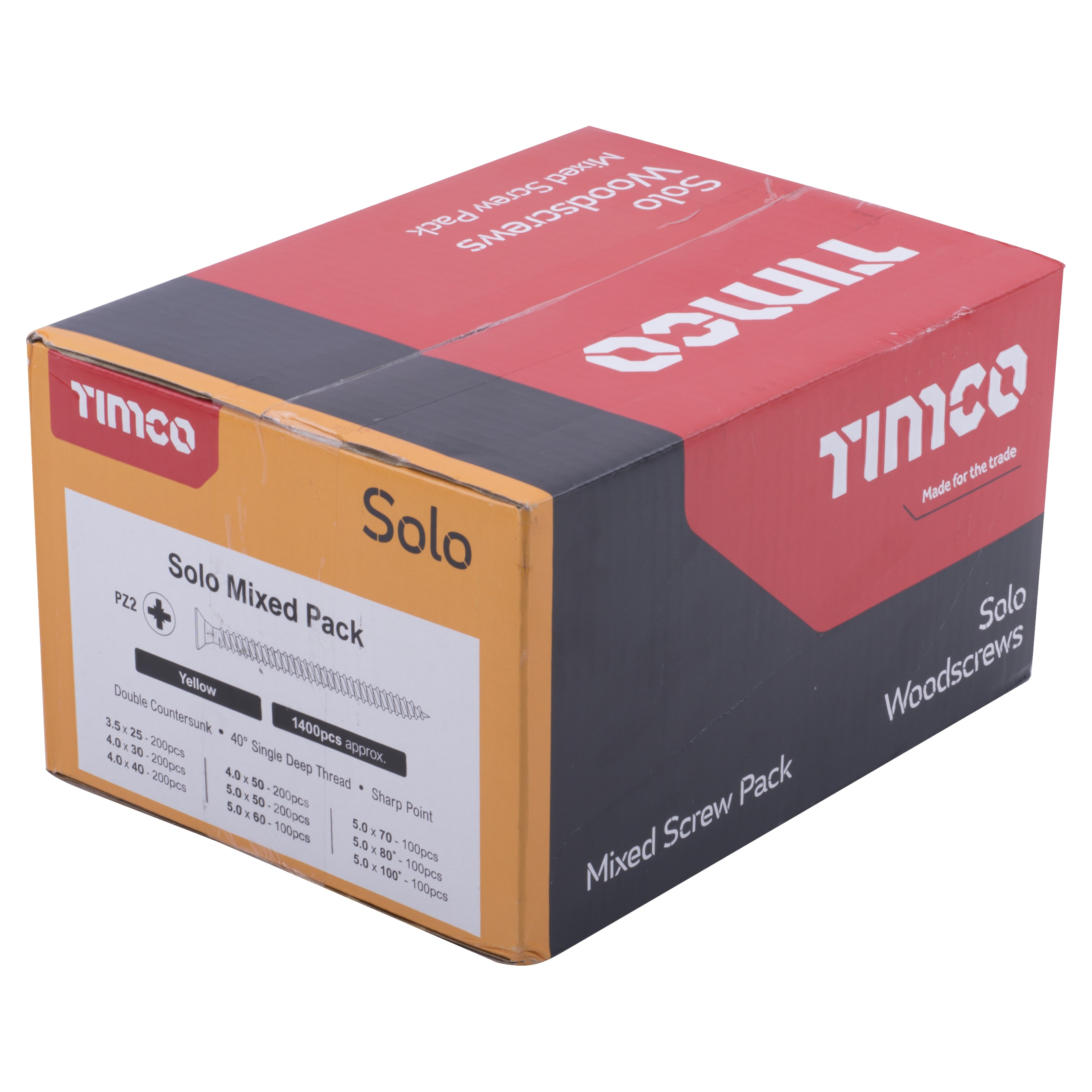 Solo Chippy Pozi Countersunk Wood Screws - Mixed Pack - Yellow Zinc - Pack of 1400