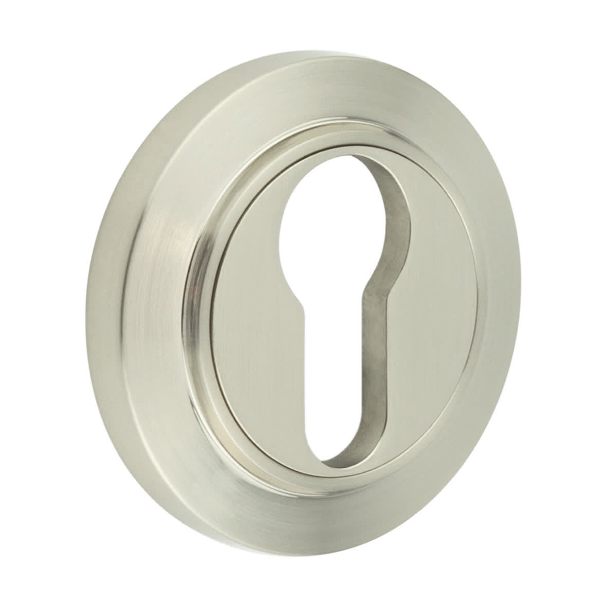 Escutcheon on Chamfered Rose - 53mm Diameter - Euro - Satin Nickel