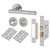 Satin Chrome Bathroom Lock Door Handles on Rose Pack - Dakota Range
