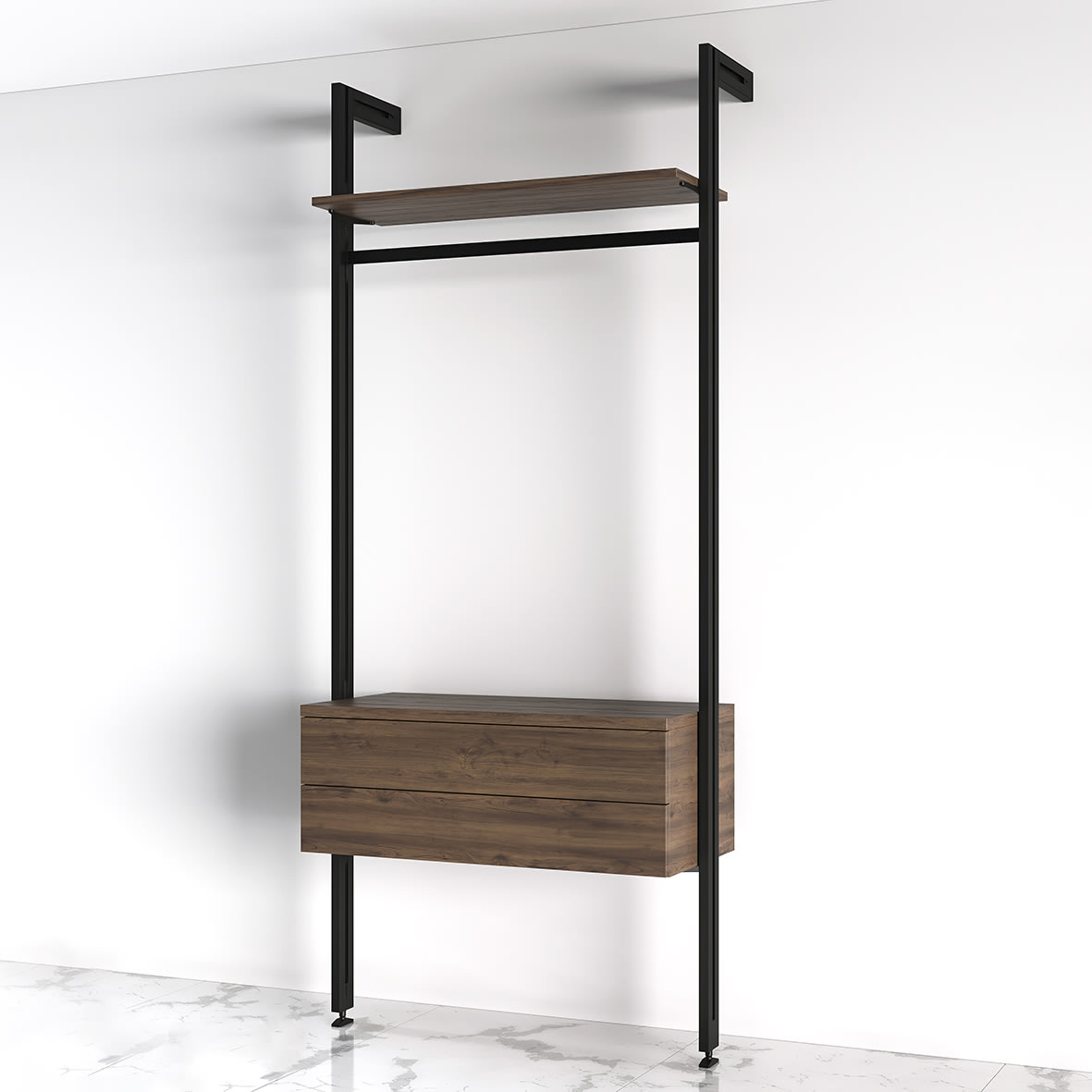 Zero Bracket Pack - 1 x Wooden Shelf Bracket 1 x Floating Unit Bracket 1 x Rail - Black