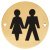 Unisex Toilet Door Sign - 75mm Diameter - Polished Brass