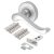 Marcus Satin Chrome Scroll Latch Door Handles on Rose Pack - Bedford Range