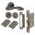 Black Nickel Scroll Bathroom Lock Door Handles on Rose Pack - Scarlett Range