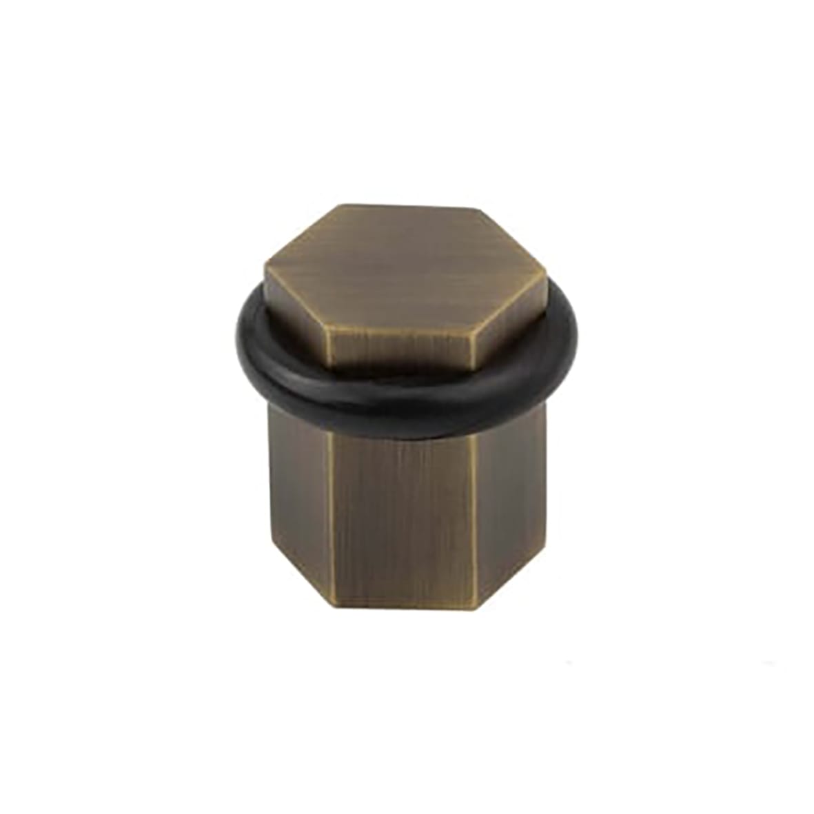 Hexagonal Floor Door Stop - 40 x 38mm - Antique Brass