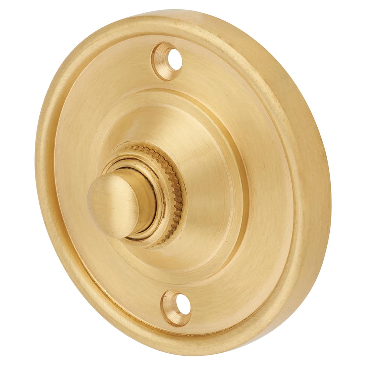 Satin Brass Round Bell Push - 65mm Diameter