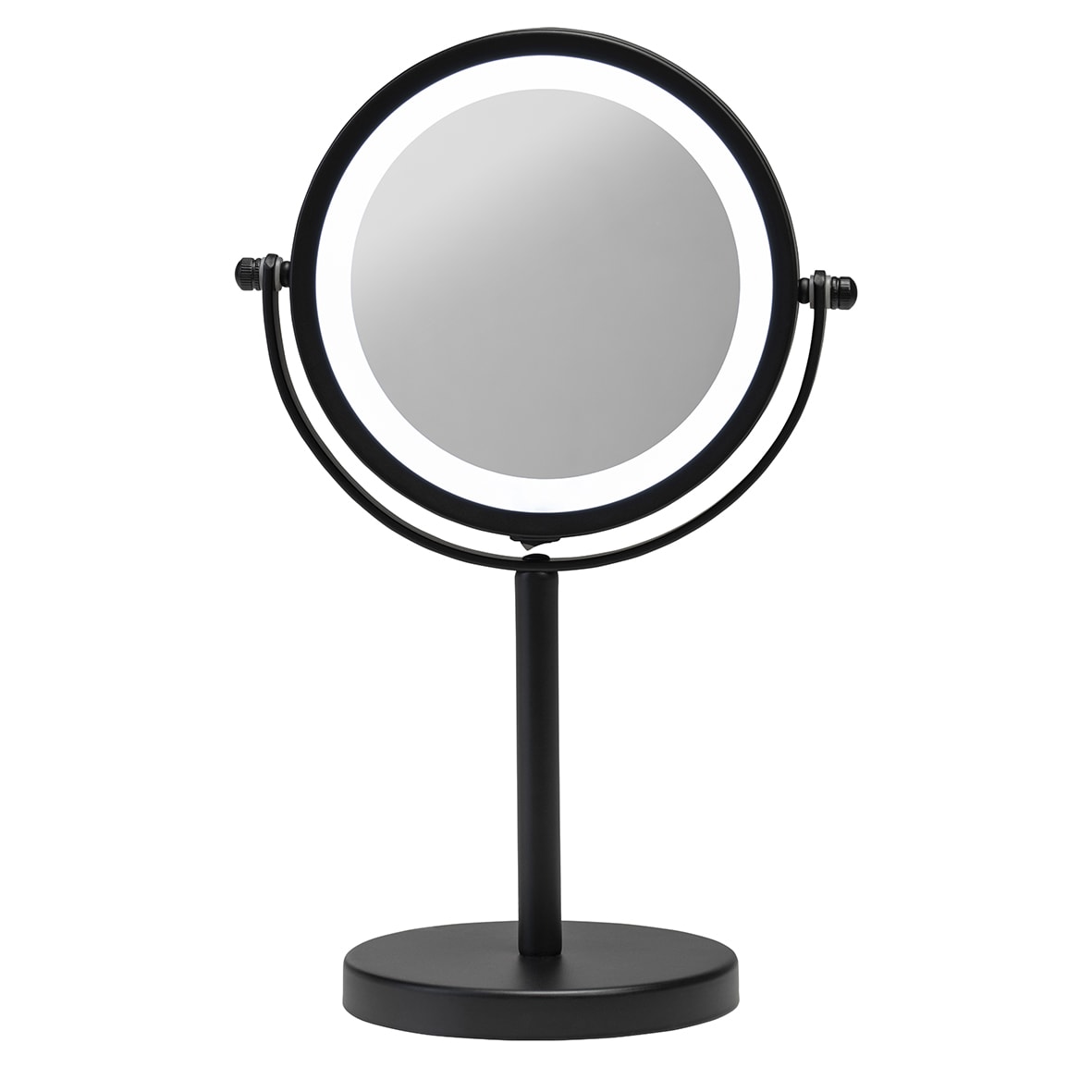 Freestanding LED 3x Magnifying Bathroom Mirror - 295 x 185 x 120mm - Matt Black