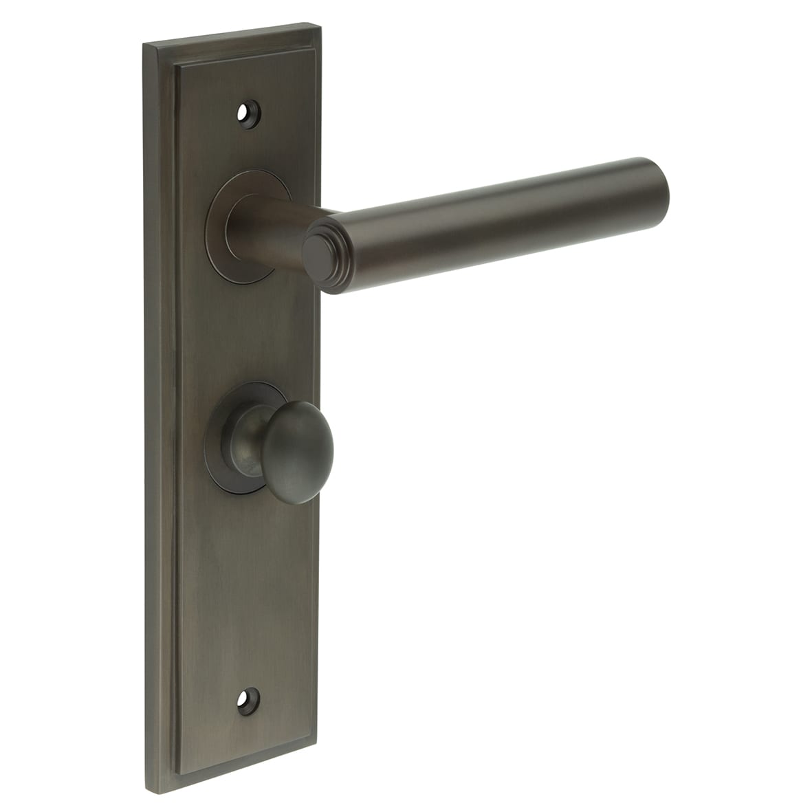 Dark Bronze Fire Rated Bathroom Door Handles - Richmond - Inner 1 - 200 x 55mm