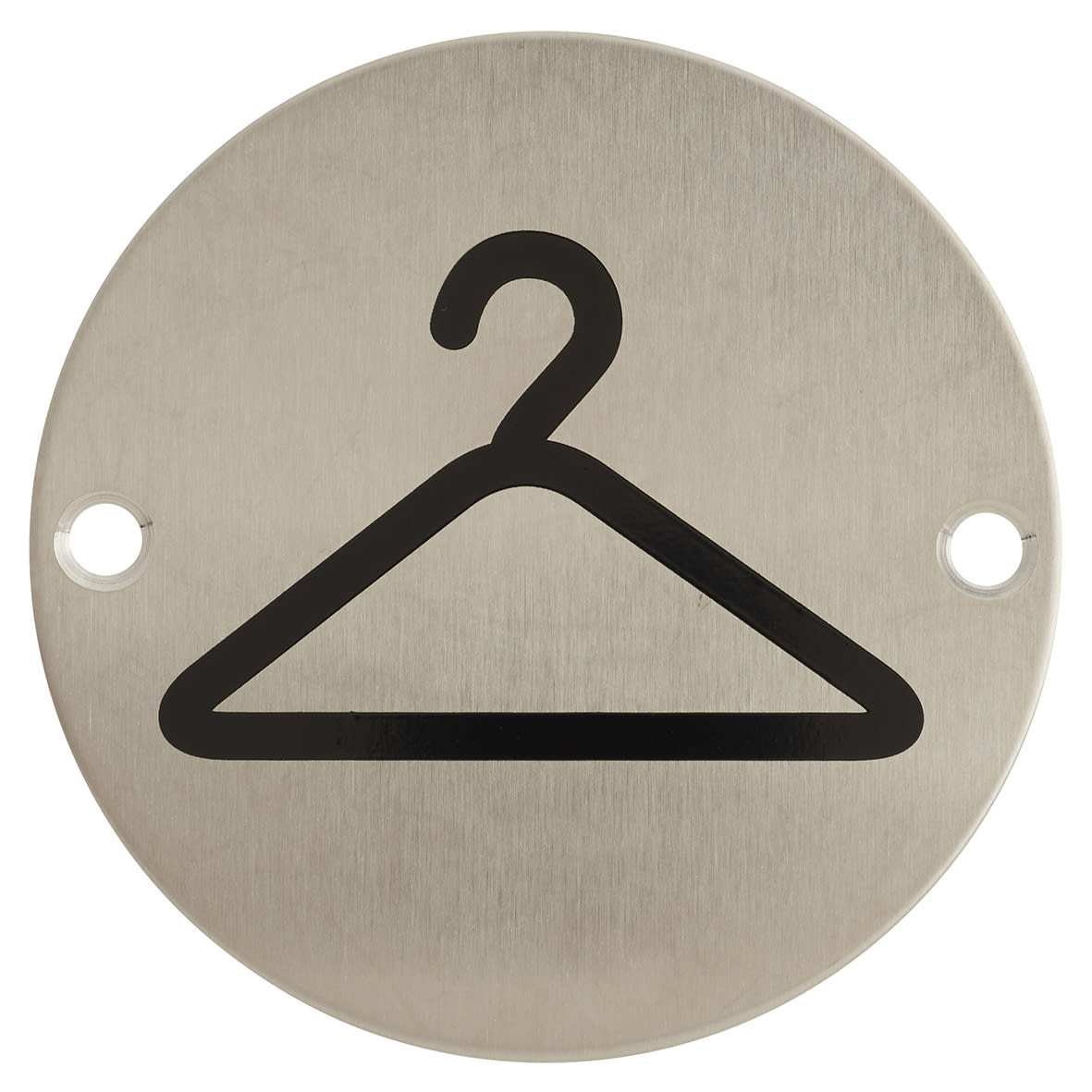 Cloak/Coat Room Door Sign - 75mm Diameter - Satin Stainless Steel