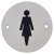 Ladies Toilet Door Sign - 75mm Diameter - Polished Stainless Steel