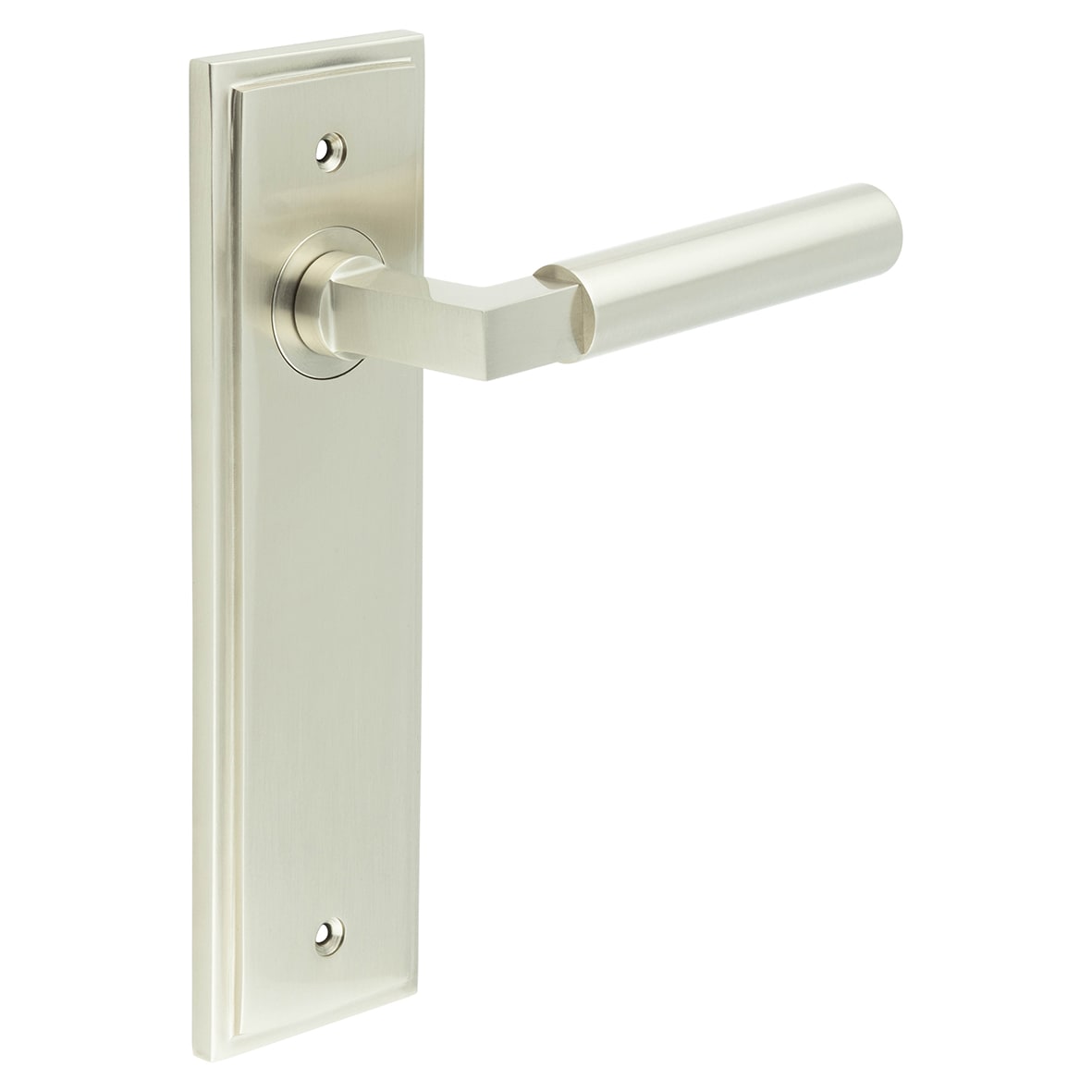 Satin Nickel Fire Rated Latch Door Handles - Westminster - 200 x 55mm