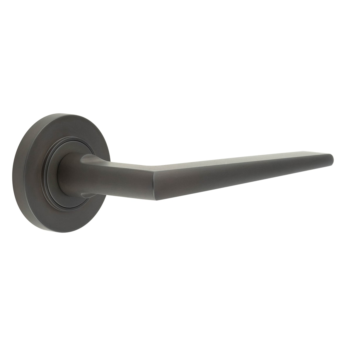 Dark Bronze Fire Rated Door Handles on Round Rose - Mayfair Range