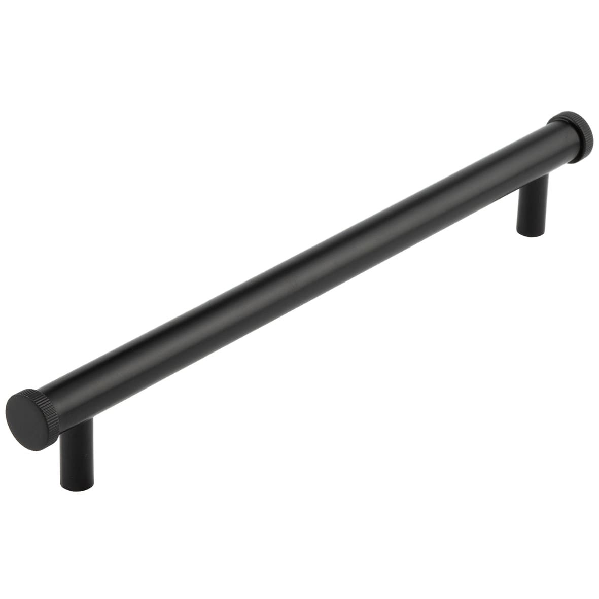 Thaxted 15mm Knurled T-Bar Cabinet Pull Handle - 224mm c/c - Black