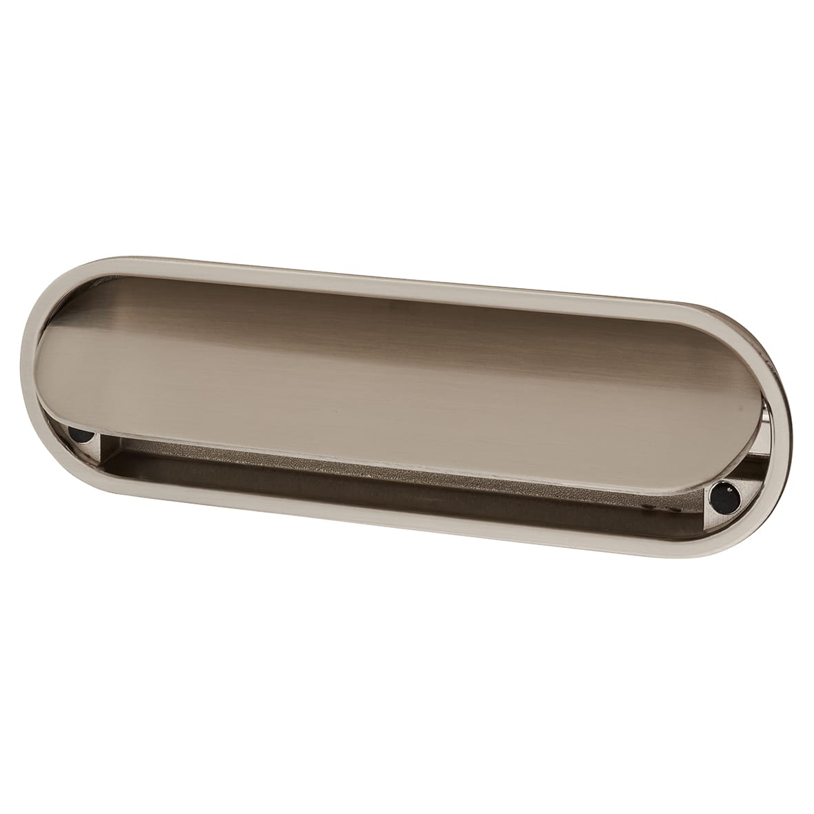 Eccles Oval Flush Cabinet Pull Handle - 150 x 47mm - Satin Nickel