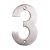 100mm Screw Fix Door Numeral - 3 - Satin Stainless Steel