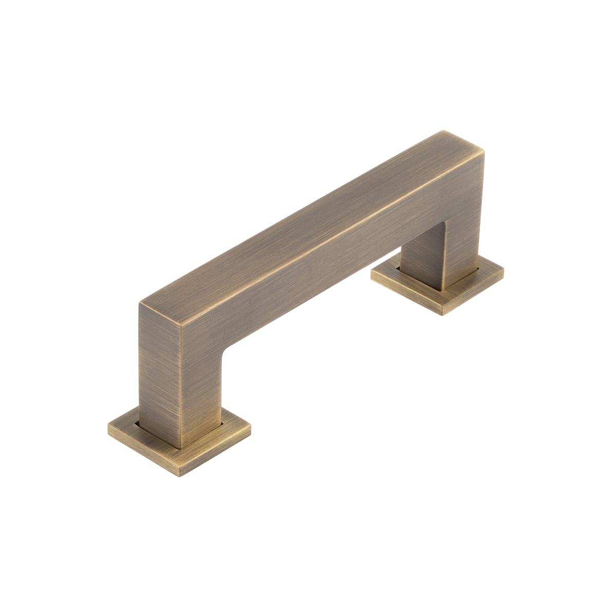 Trafalgar 25mm Square D-Bar Cabinet Pull Handle - 96mm c/c - Antique Brass