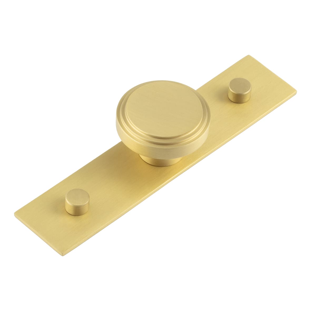 Cropley Stepped Round Cabinet Knob on Plain Backplate - 40mm Diameter - Satin Brass