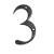 76mm Screw Fix Door Numeral - 3 - Antique Black Iron