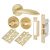 Satin Brass Bathroom Lock Door Handles on Rose Pack - Morgan Range