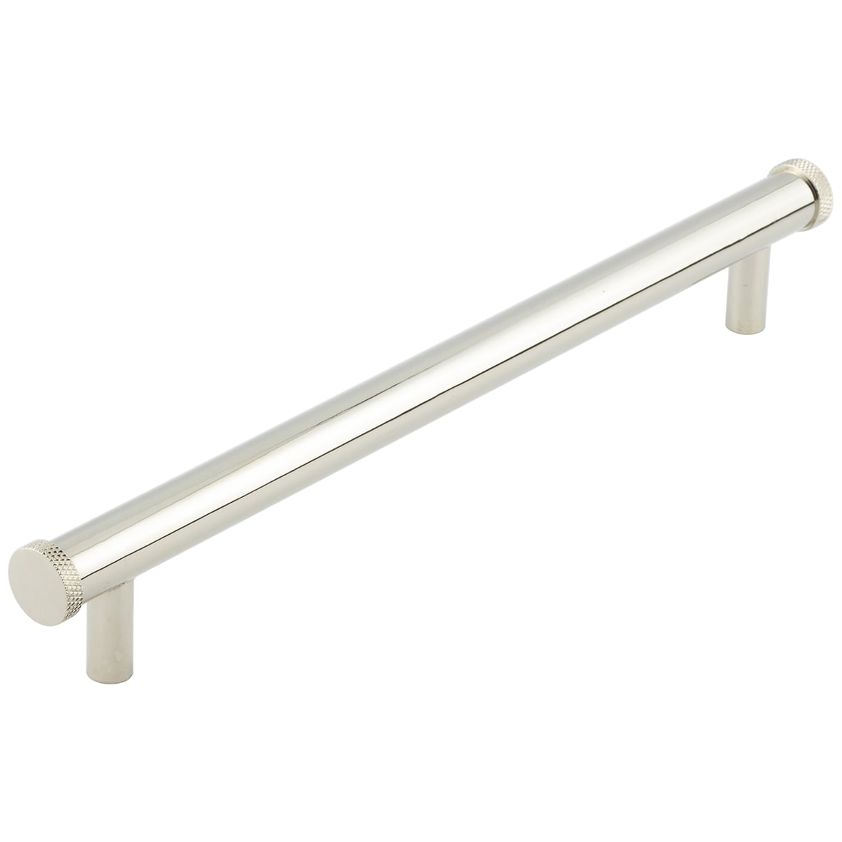 Wenlock 15mm Knurled T-Bar Cabinet Pull Handle - 224mm c/c - Polished Nickel