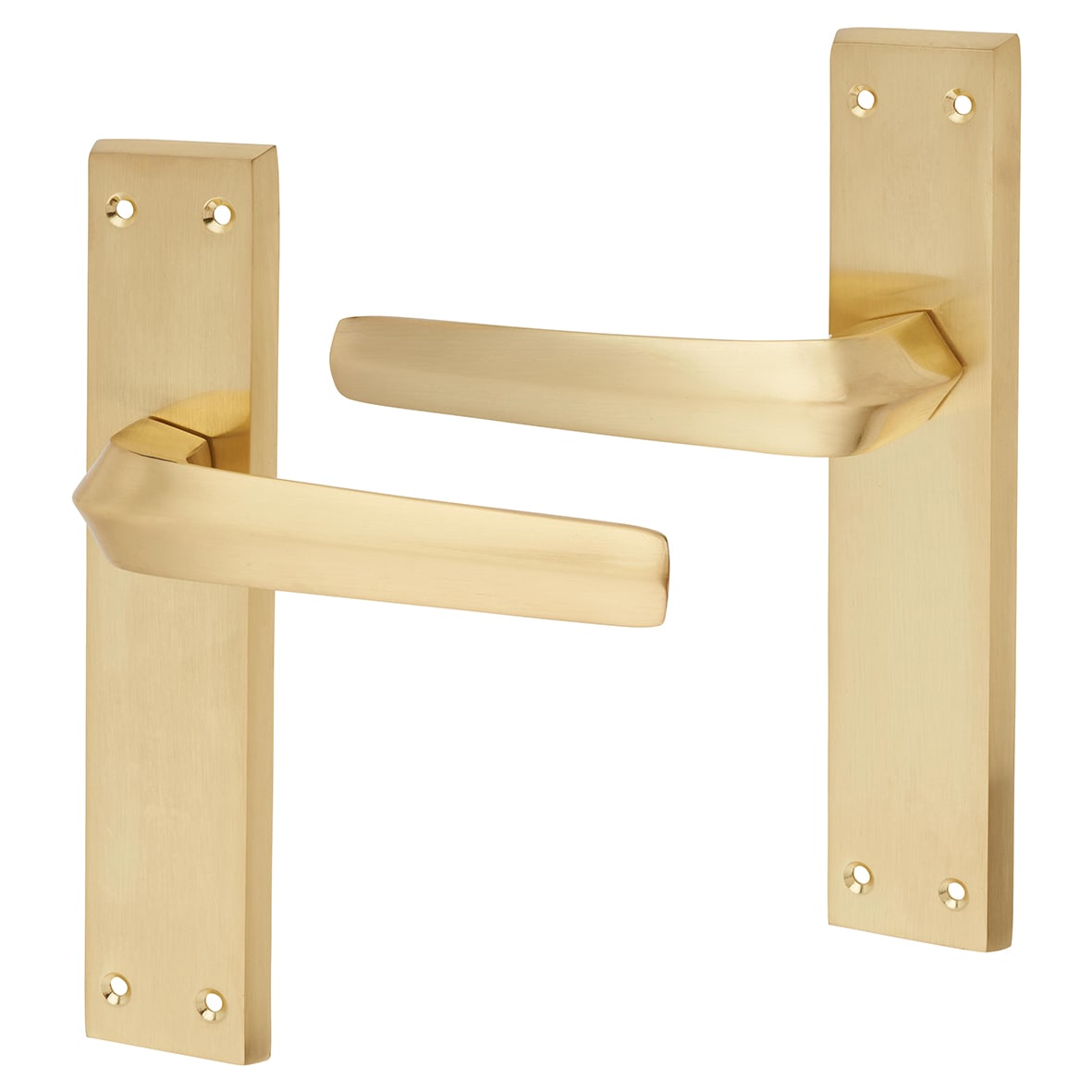 Satin Brass Latch Door Handles - Norley Range - 200 x 42mm