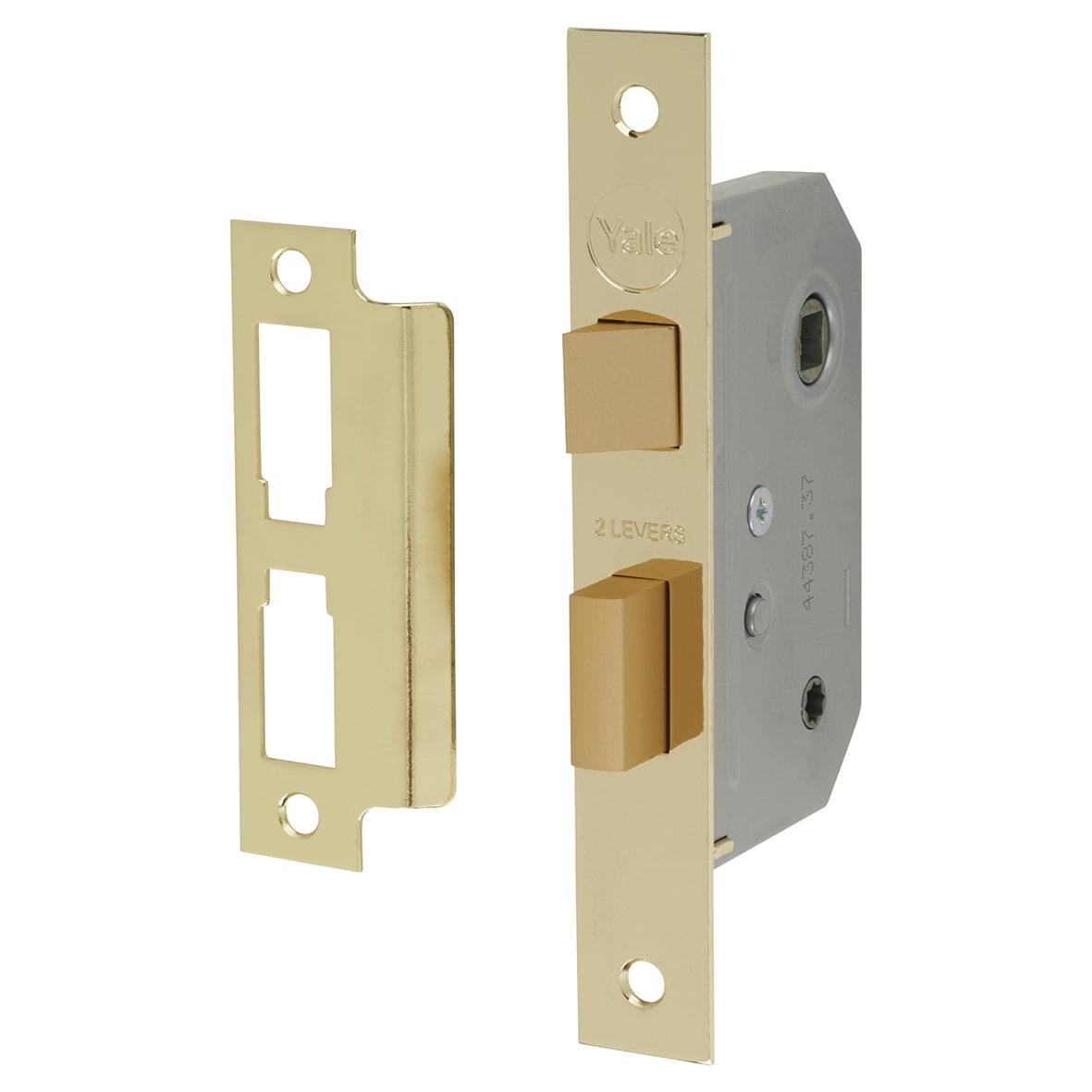 Bathroom Lock - 64mm Case - 45mm Backset - Square - Polished Brass