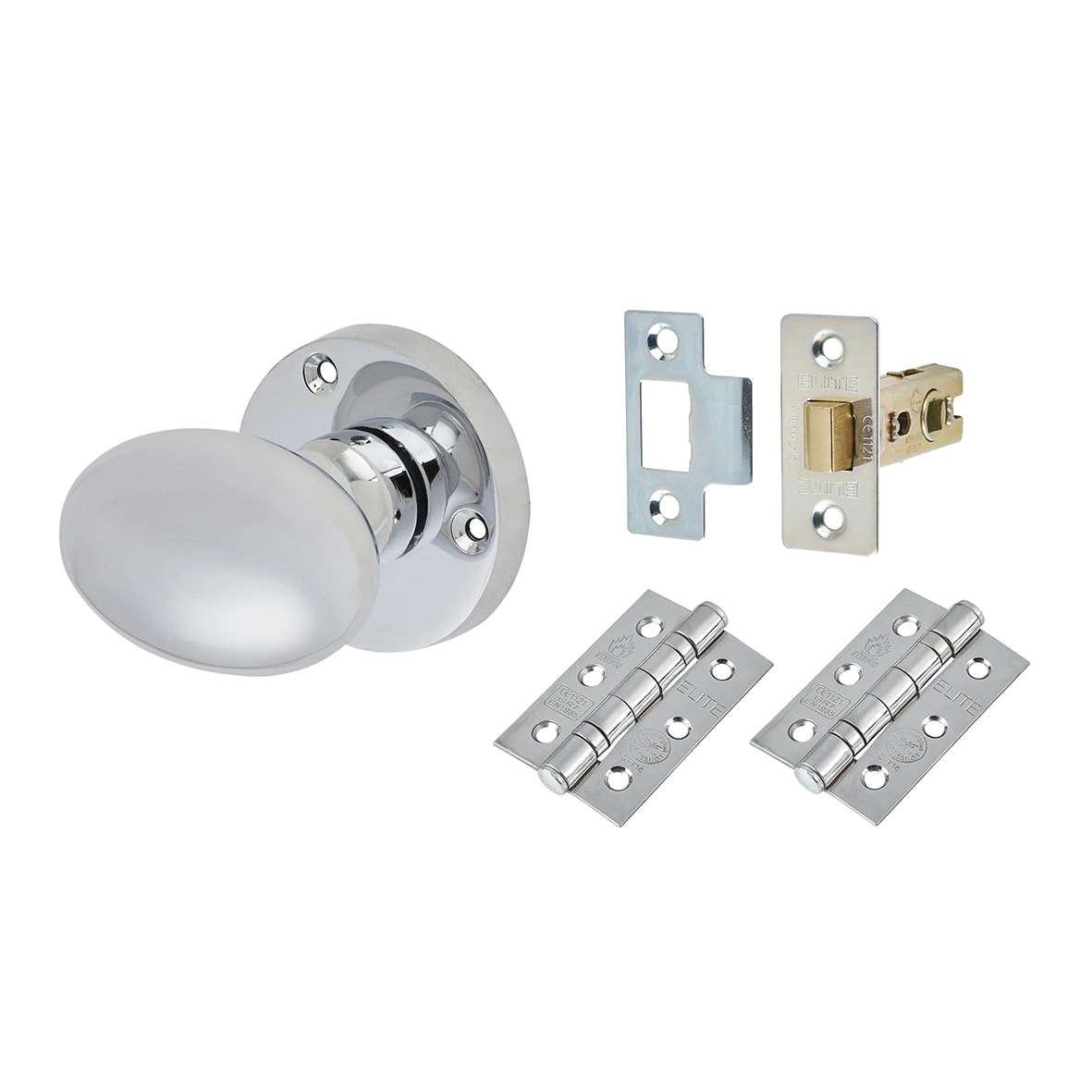 Polished Chrome Victorian Oval Mortice Door Knobs Pack - 61mm Rose Diameter