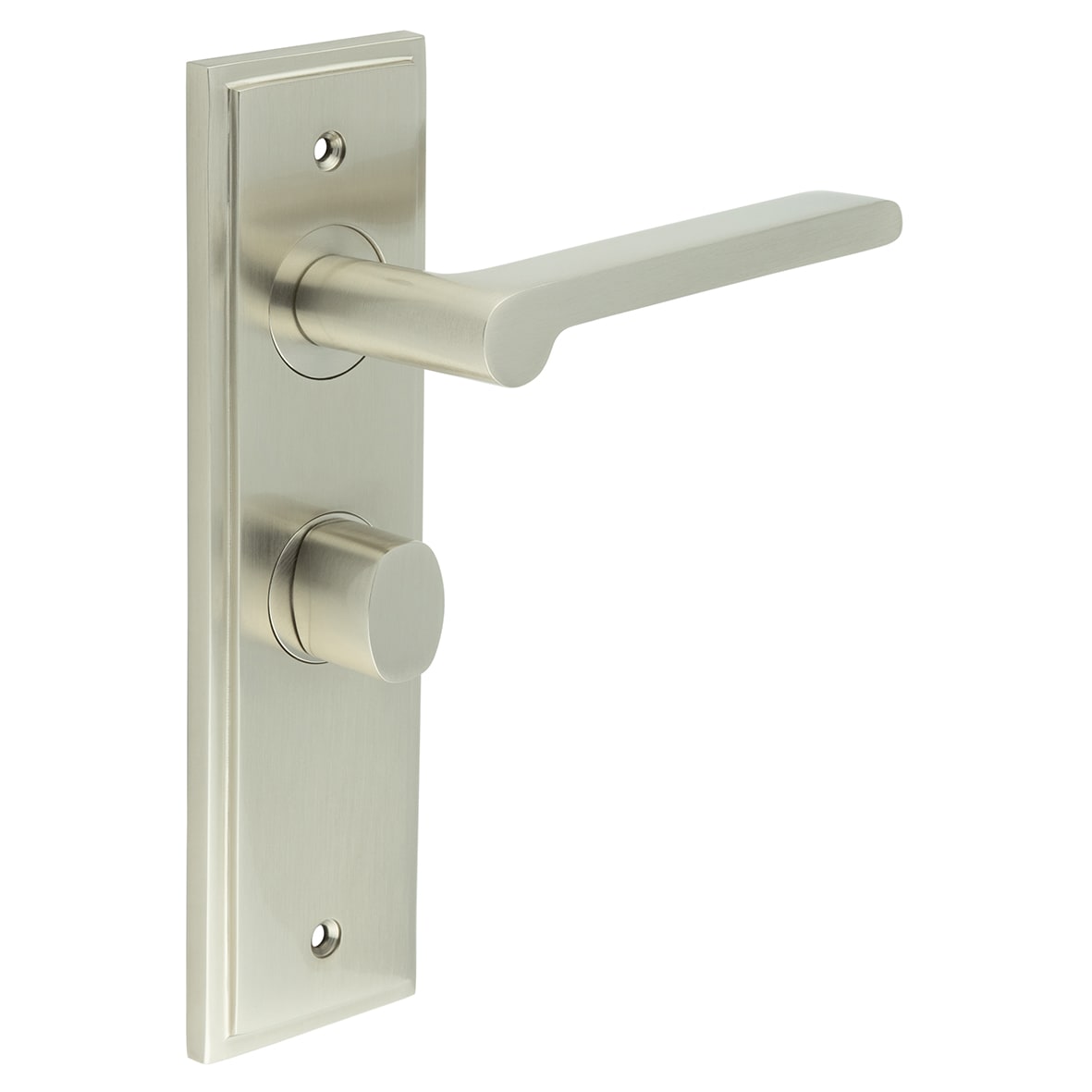 Satin Nickel Fire Rated Bathroom Door Handles - Fitzrovia - Inner 2 - 200 x 55mm