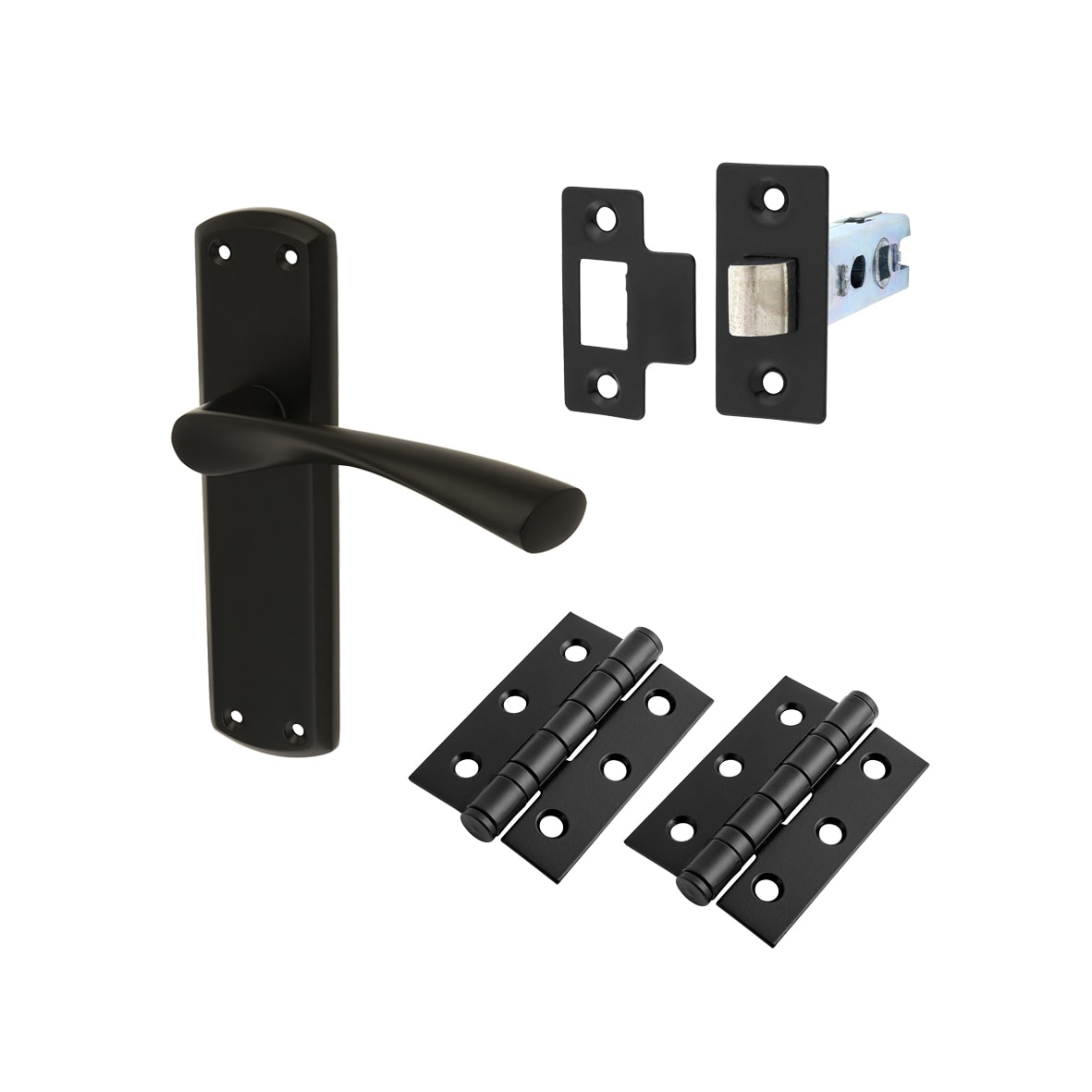 Matt Black Latch Door Handles Pack - Monza Range
