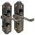 Black Nickel Scroll Bathroom Door Handles - Ashmead Range - 168 x 46mm
