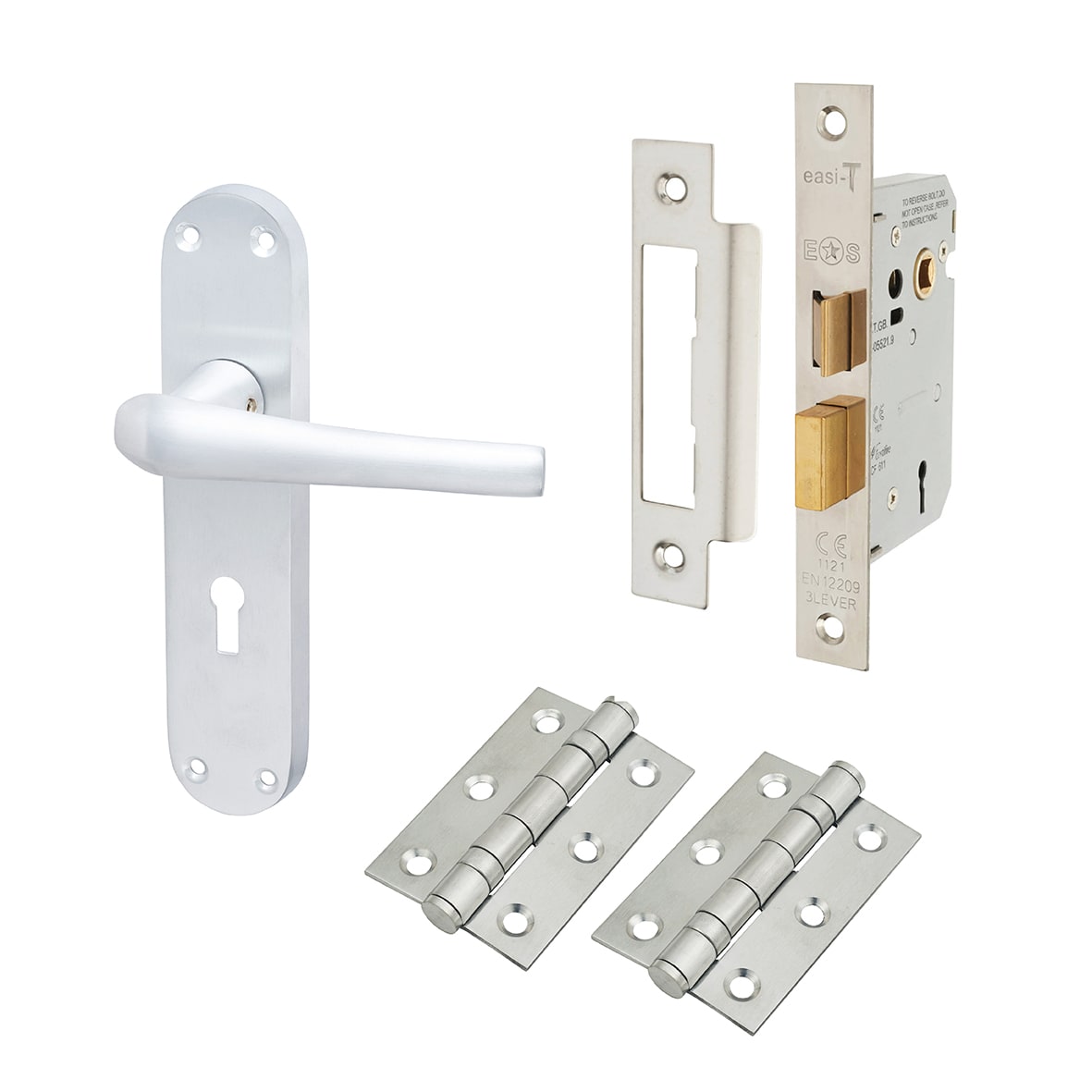 Satin Chrome 3 Lever Sashlock Door Handles Pack - Naples Range