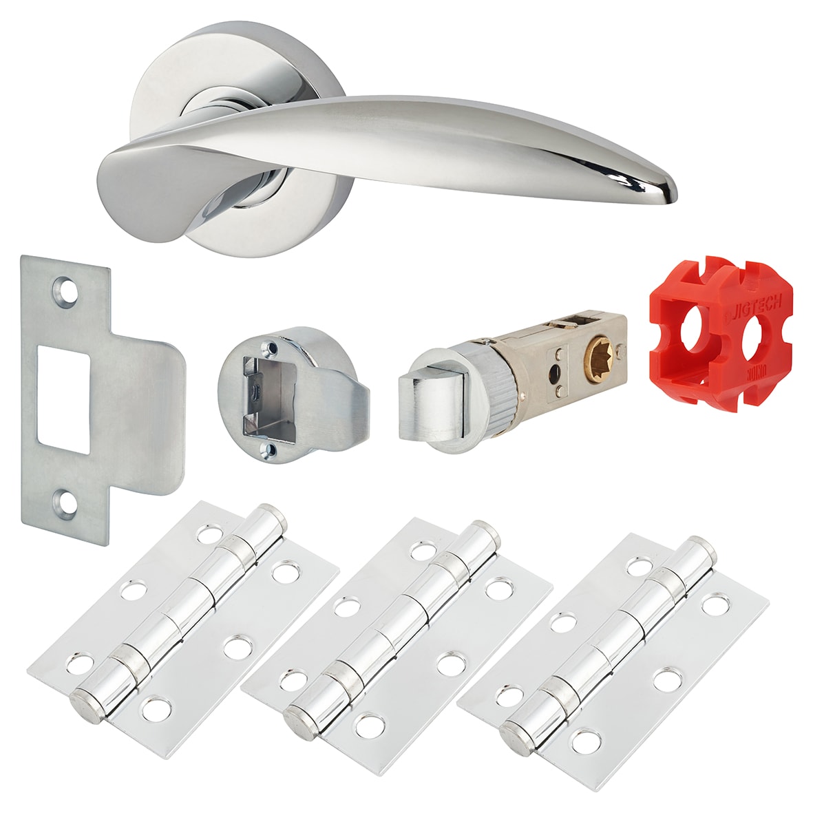 Polished Chrome Latch Door Handles on Rose Pack - Passage - Cresta Range